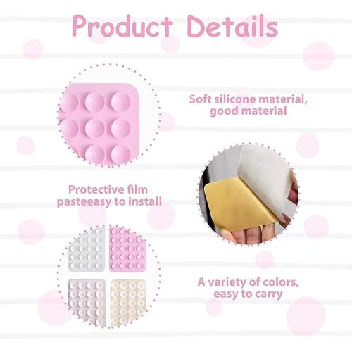 4 Pack Silicone Suction Phone Case Mount Sticky Phone Grip Suction Holder for Wall Multipurpose Grip Holder for Wall (Transparent White Pink Light Pink) thumbnail 3