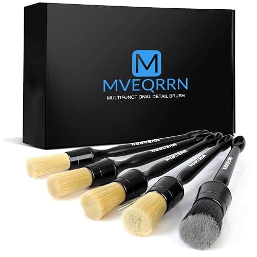 MVEQRRN Boars Hair Ultra Soft Detailing Brushes Set, 4 Pcs Premium Natural Boars Bristles, 1 Pcs Duster Detail Brush for Cleaning Car Interior Dashboard Leather Seat - Image 1