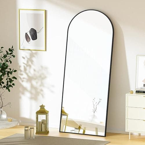 Koonmi Arched Full Length Mirror, 64"x21" Black Standing Hanging or Leaning Full Body Mirror with Aluminum Alloy Frame for Living Room and Bedroom thumbnail 7