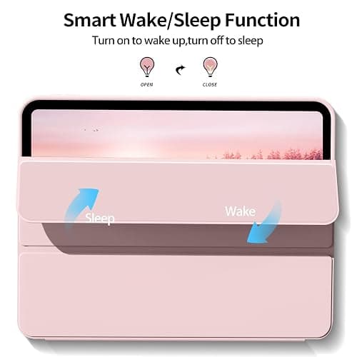 Kenke for iPad 11/10th Gen Case with Pencil Holder 11/10.9 inch 2025 A16/2022, Soft TPU Back Shell Hybrid Slim Trifold Stand Protective Cover Support Touch ID Auto Wake/Sleep (Pink) thumbnail 3