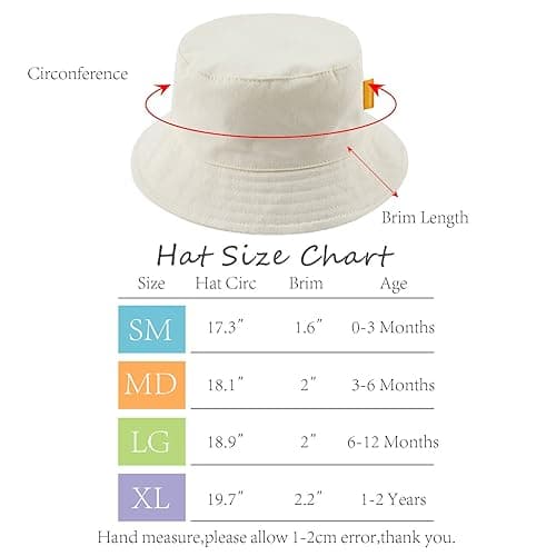 JANGANNSA Summer Baby Boys Hat Sun Protect Bucket Hat for Girls Wide Brim Cotton Beach Cap - Beige - 0-3 Months thumbnail 6