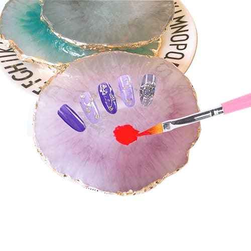 JASSINS Resin Nail Art Palette,Nail Art Painting Mixed Color Palette Gold Edge Nail Gel Color Makeup Display Board (Blue) - 4# Blue thumbnail 3