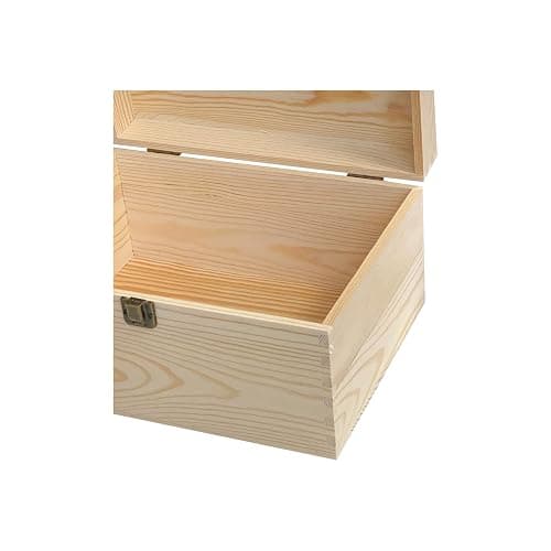 Cregugua 1 Pack Unfinished Wood box with Lid Crafts Wooden Storage Box for DIY Arts Project (Outer 10.6 x 7.9 x 5.7 IN,Interior 10 x 7.3 x 5.3 IN) thumbnail 4