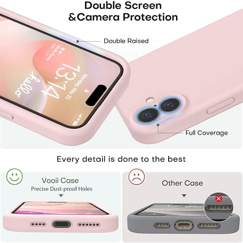Vooii Compatible with iPhone 16 Case, Liquid Silicone Upgrade [Camera Protection] [Soft Anti-Scratch Microfiber Lining] Shockproof Phone Case for iPhone 16 6.1 inch - Chalk Pink thumbnail 3