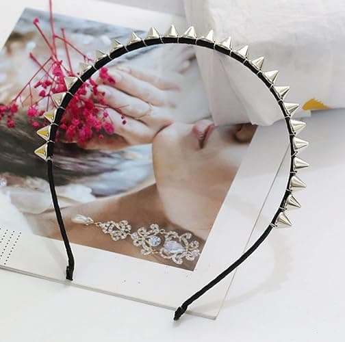 FULAI Duyppy 2 Pack Rivet Punk Spike Headband Studded Headband Party Hair Band Hair Clips for Women thumbnail 4