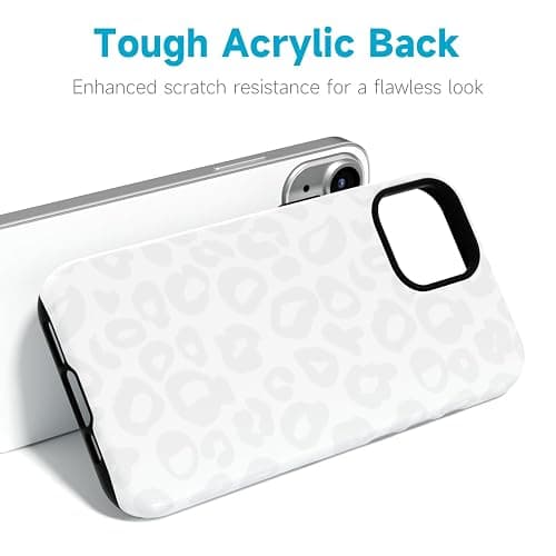 LoeoeL for iPhone 15 Case Cheetah Print, Leopard Pattern Phone Case for Women Girls, Girly Cute Thin Slim Hard Shell Plastic Phone Cover, Luxury Aesthetic Trendy Retro Animal Design, White thumbnail 5