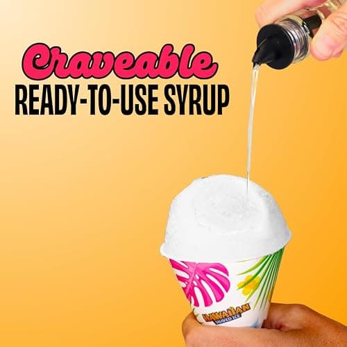 Hawaiian Shaved Ice Pina Colada Syrup - Nut Soy Dairy Free - Flavor Fluffy & Crunchy Snow Cone - Shelf Stable - Makes 8 Servings - 16 ounces thumbnail 5