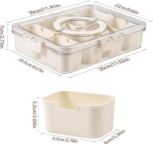 KocelFir Snack Box Container, 2 Pack Divided Serving Tray with Lid and Handle Snackle Box Container, Snack Organizer for Adults Fruit, Veggie, Perfect for Party, Entertaining thumbnail 3
