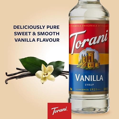 Torani Vanilla Coffee Syrup (750ml) - Pure Cane Sugar Syrup for Lattes, Iced Coffee & Hot Drinks - Classic Sweet Taste, Vegetarian-Friendly thumbnail 2