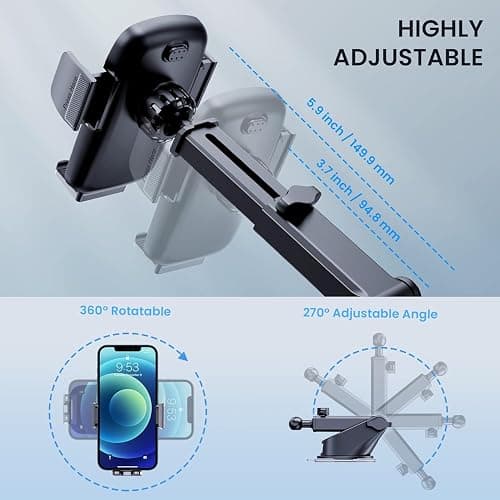 TICILFO Phone Holder for Car Phone Stand for Car Phone Holder Mount Automobile Cell Phone Holder Car Mount for iPhone Universal Car Dashboard Mount Fit All Phone thumbnail 4