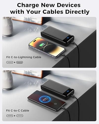 Portable Charger Power Bank 40000mAh Powerbank PD 30W and QC 4.0 Fast Charging External Battery Pack with USB-C LED 3 Outputs & 2 Inputs Portable Charging for iPhone 15 14 13 pro, Samsung thumbnail 4
