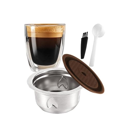 Reusable Coffee Pods (7.77oz/230ml Coffee Cup), Stainless Steel Refillable Coffee Capsules for Vertu Machine, ONLY Compatible with Vertu pop & Vertu next, with 1 Pcs Silicone Lids, Scoop, Brush - Image 1