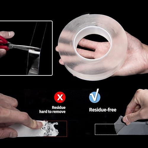 Art3d Nano Double Sided Tape (2 Rolls of 3 Meters), Multipurpose Clear Foam Tape for Carpets/Paste Items/Photo Frames/DIY Wall Mounting, 300x1.1x0.3cm thumbnail 7