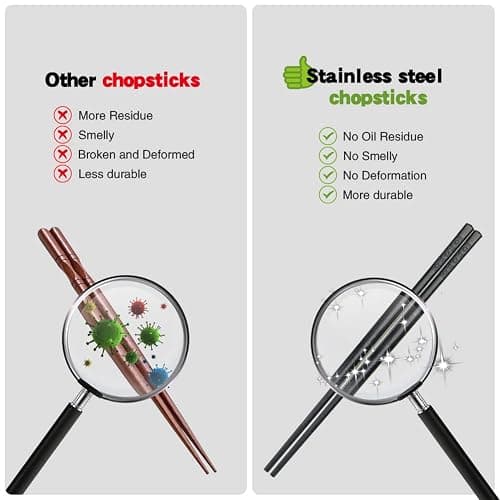 YFWOOD 5 Pairs Chopsticks, Safe Non-Slip Reusable Chopsticks Dishwasher, 9.4 Inch- Black thumbnail 4