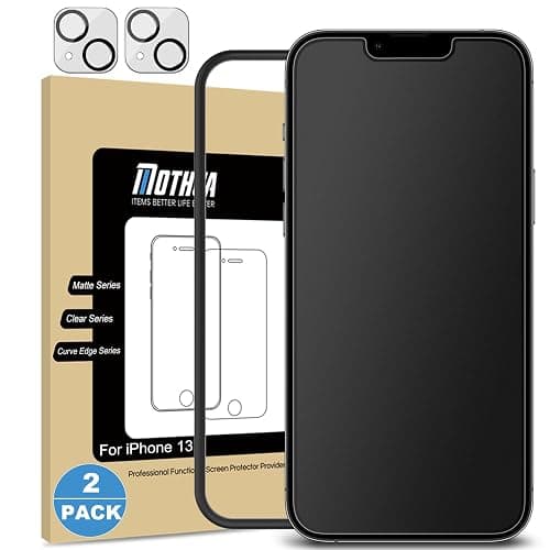 Mothca 2 Pack Matte Glass Screen Protector for iPhone 13 [6.1 inch] with 2 Pack Camera Lens Protector, Anti-Glare & Anti-Fingerprint Tempered Glass Film, Case Friendly Bubble Free Smooth as Silk - Image 1