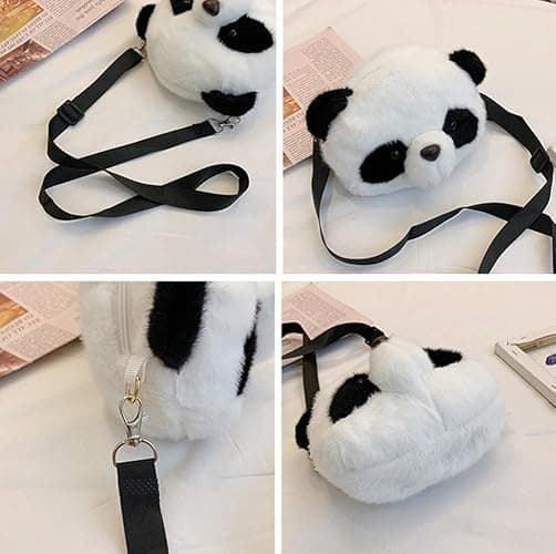 Kawaii Panda Head Plush Bag Crossbody Wallet Shoulder Bag Coin Pouch Accessories Money Bag for Students Teens Girls Boys (Panada) thumbnail 4