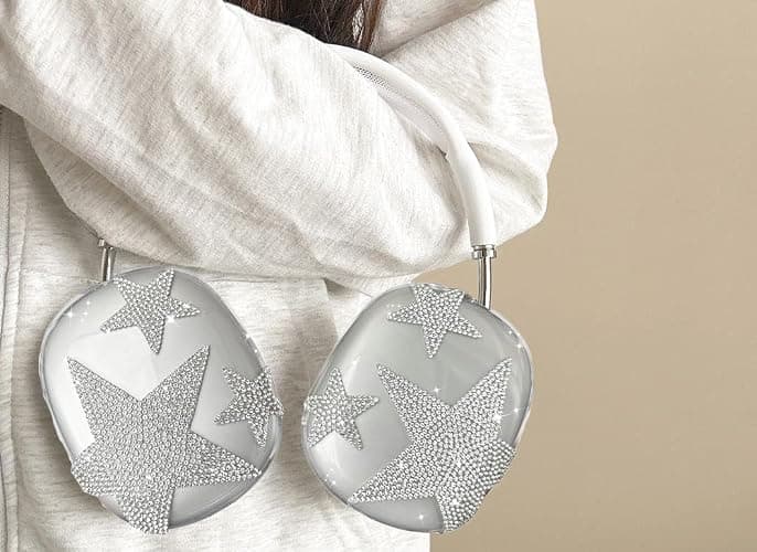 Case Cover for AirPods Max Headphones,Clear Soft Ear Cups Cover Accessories for Apple AirPods Max (2024/2020) (Stars) thumbnail 3