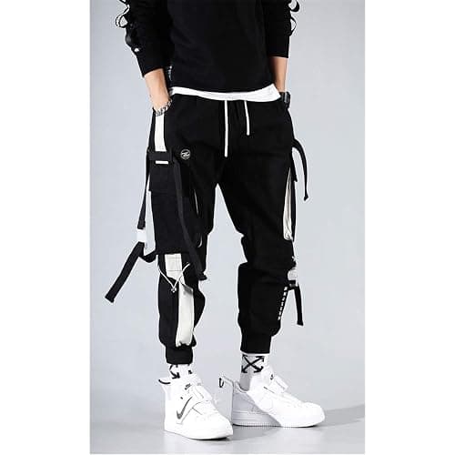 Astellarie Mens Punk Cargo Pants Hip-hop Jogger Patchwork Popular Baggy Teachwear Pants thumbnail 4
