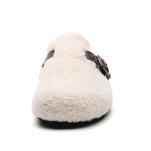 Tilocow Women's Suede Clogs Comfortable Fuzzy Cork Footbed Mules Slip On Winter Clogs thumbnail 6