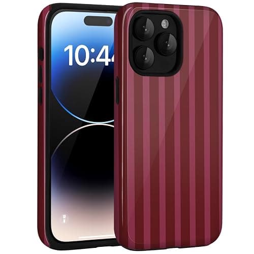 Amzfield for iPhone 12 Pro Max Cute Striped Phone Case, Wine | Stripes Phone Case, Summer Aesthetic Design for Women Girls Fall Chic Girly Pretty Dual Layer Hybrid Protection Elegant thumbnail 7