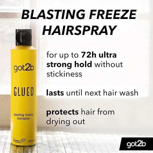 got2b Glued Blasting Freeze Hairspray 300 ml, Glued Hairspray for up to 72h Ultra Strong Hold, Hairspray got2b, For Extreme Hairstyles, Vegan Formula thumbnail 3