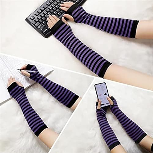 CENAST Women Long Fingerless Gloves Knitted Arm Warmers Thumbhole Stretchy Gloves thumbnail 3