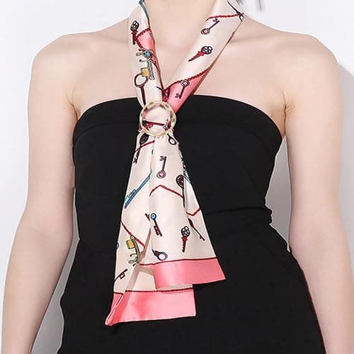 5PCS Silk Scarf Ring Clip T-shirt Tie Clips for Women Fashion Metal Round Circle Clip Buckle Clothing Ring Wrap Holder with 1 Storage Bag thumbnail 3