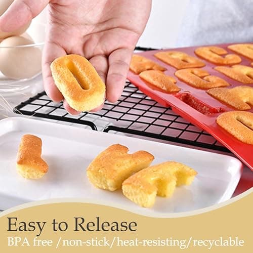 2pcs Silicone Letter Cake Mold BPA Free, Non-Stick Chocolate Mold Soft and Easy to Release, Decorating Silicone Red Mold Cake Baking Utensils Good Toughness DIY Ice Tray Kitchen Cake Pans thumbnail 2