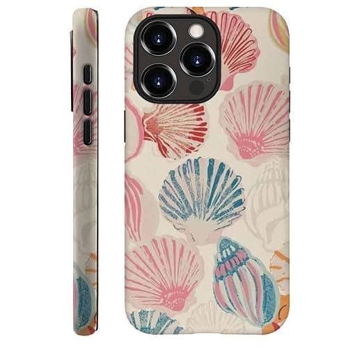 Generic Case Compatible with for iPhone 14 Pro,Pink Sea Shell Art Phone Case for iPhone 14 Pro,Protective Phone Case Hybrid 2-Layer Hard Shell for Girl Boy Women Men - Image 1