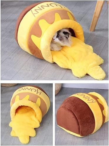 Eivdru lit pour chat, pot de miel, animal domestique, chien, petit chien, maison chaude, amélioration du sommeil, lit souple amovible thumbnail 5