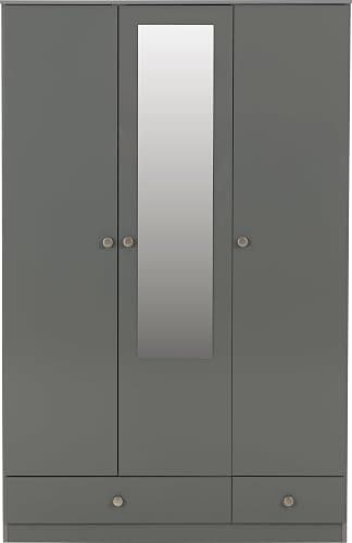 Denver 3 Door 2 Drawer Mirrored Wardrobe in Grey Gloss thumbnail 3
