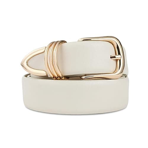 RISANTRY Women's Leather Belts with Gold Buckle Fashion Leather Waist Belt Elegant Ladies Belts for Jeans Gifts for Women - Image 1
