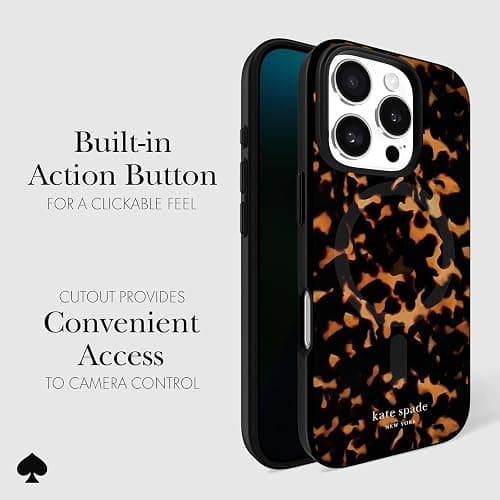 kate spade new york iPhone 16 Pro Case - Compatible with MagSafe - Designer Phone Case - Tortoise thumbnail 4