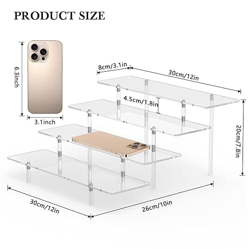 Acrylic Display Riser Stand Shelf Clear 4 Tier Cupcake Stand Perfume Display Holder Figures Desktop Decoration and Organizer Showcase Toys Retail Display Rack Candy Dessert Buffet 4 Step Collection (1 PACK) thumbnail 3