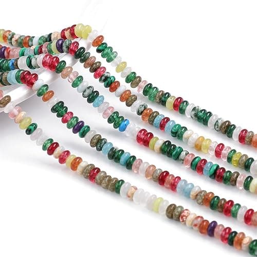 BEADIA Natural Mix Colored Stone Spacer Beads Caps Rondelle Disk Loose Beads for Beading Jewelry Making 4mmx2mm 38cm thumbnail 6