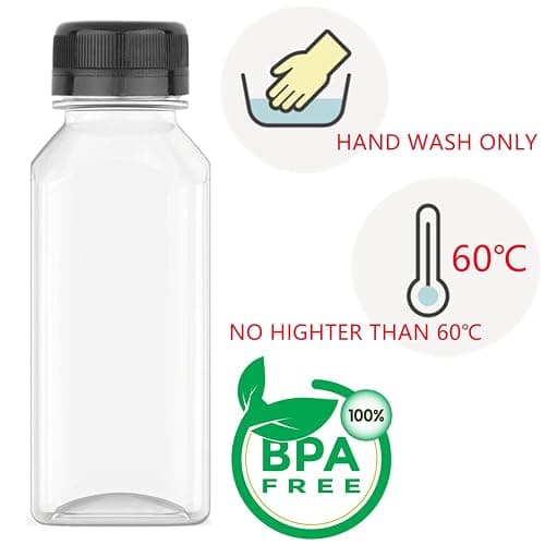 8 OZ Plastic Fillable Juice Bottles, Bulk Beverage Containers for Juice, Milk and Homemade Beverages, with Black Tamper Evident Lids(10 PCS) thumbnail 4