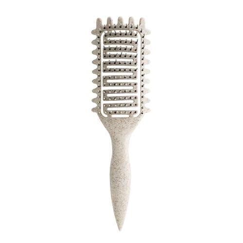 Curl Defining Brush for Curly Hair, Vented Detangling Hair Brush for Wet and Dry Styling, Curved Brush for Shaping and Smoothing Curl Clumps, Lightweight Hair Brush （Beige） - Image 1