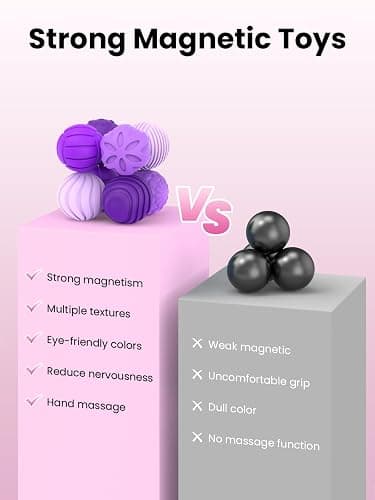 Magnetic Balls Fidget Toys for Adults&Teens,8Pcs Silicone Sensory Stress Relief Toys for Autism&ADHD, Quiet Executive Desk Fidget Magnetic Balls,Gift for Men&Women Gifts(Textured Balls · Purple) thumbnail 7