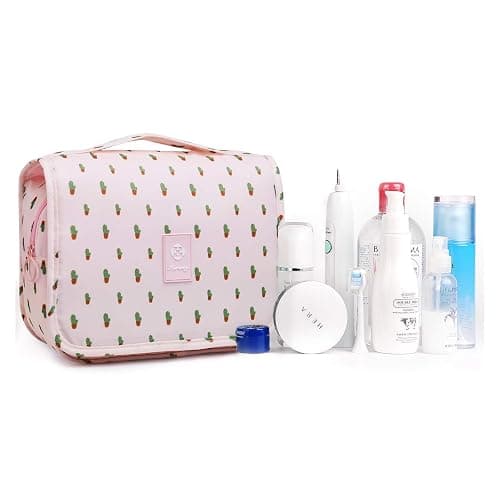 Narwey Small Hanging Travel Toiletry Bag for Women, Travel Bag for Toiletries, Makeup Bag Organizer Make Up Bags Cosmetic Bags for Girls (Cactus) thumbnail 7