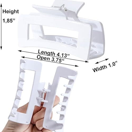 Kitiin Solid White Large Hair Claw Clips for Thick/Fine/Thin Hair,Strong holding teeth interlocking Women Jaw Clips for Hair 3 Count In set(White) thumbnail 4