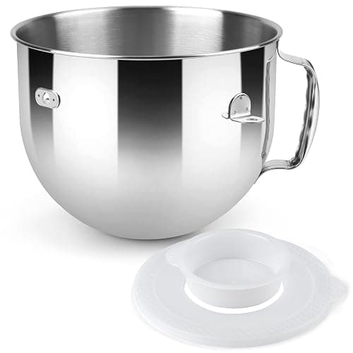 Stainless Steel Lift Bowl Compatible with Kitchenaid 7-qt. Mixing Bowl with Ergonomic Handle and Lid - Image 1