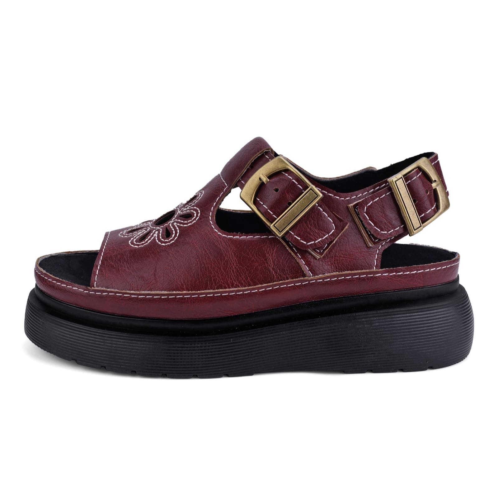 Platform Sandals for Women Chunky Ankle Buckle Casual Open Toe Comfortable Flower Decoration Fisherman Sandals thumbnail 4
