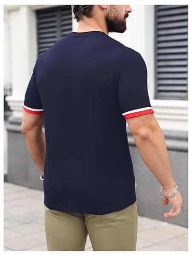 SOLY HUX Men's Graphic Tees Letter Print T Shirts Crew Neck Short Sleeve Striped Summer Tops thumbnail 2