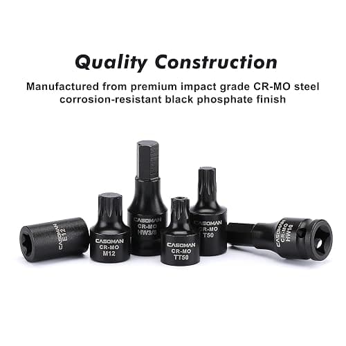 CASOMAN 84 Pieces 3/8" Dr. Master Hex & Torx Bit Impact Socket Set, CR-MO, SAE/Metric, Impact Grade, 3/8" Drive Allen Bit Socket Set thumbnail 5
