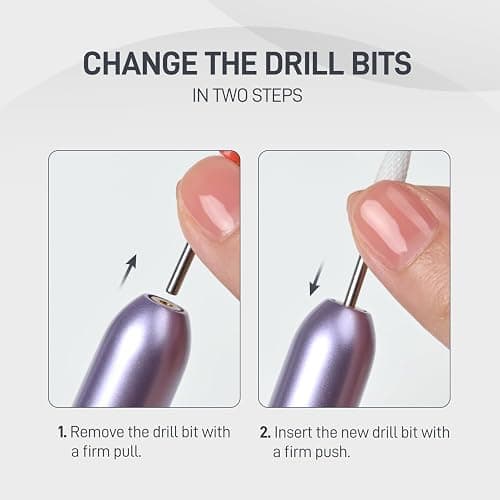 GAOY Electric Nail Drill for Acrylic and Gel, USB Electric Nail File, Portable Efile with Drill Bits, Manicure Pedicure Tools for Home Salon, Purple thumbnail 6