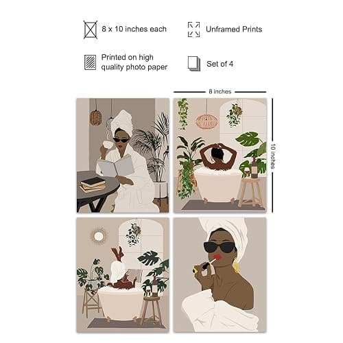 Black Art - African American Bathroom Decor - African American Women, Woman - Afro Wall Art - Black Culture - Guest Bath, Powder Room, Restroom Sign - Aesthetic Minimalist Decorations, Accessories thumbnail 2