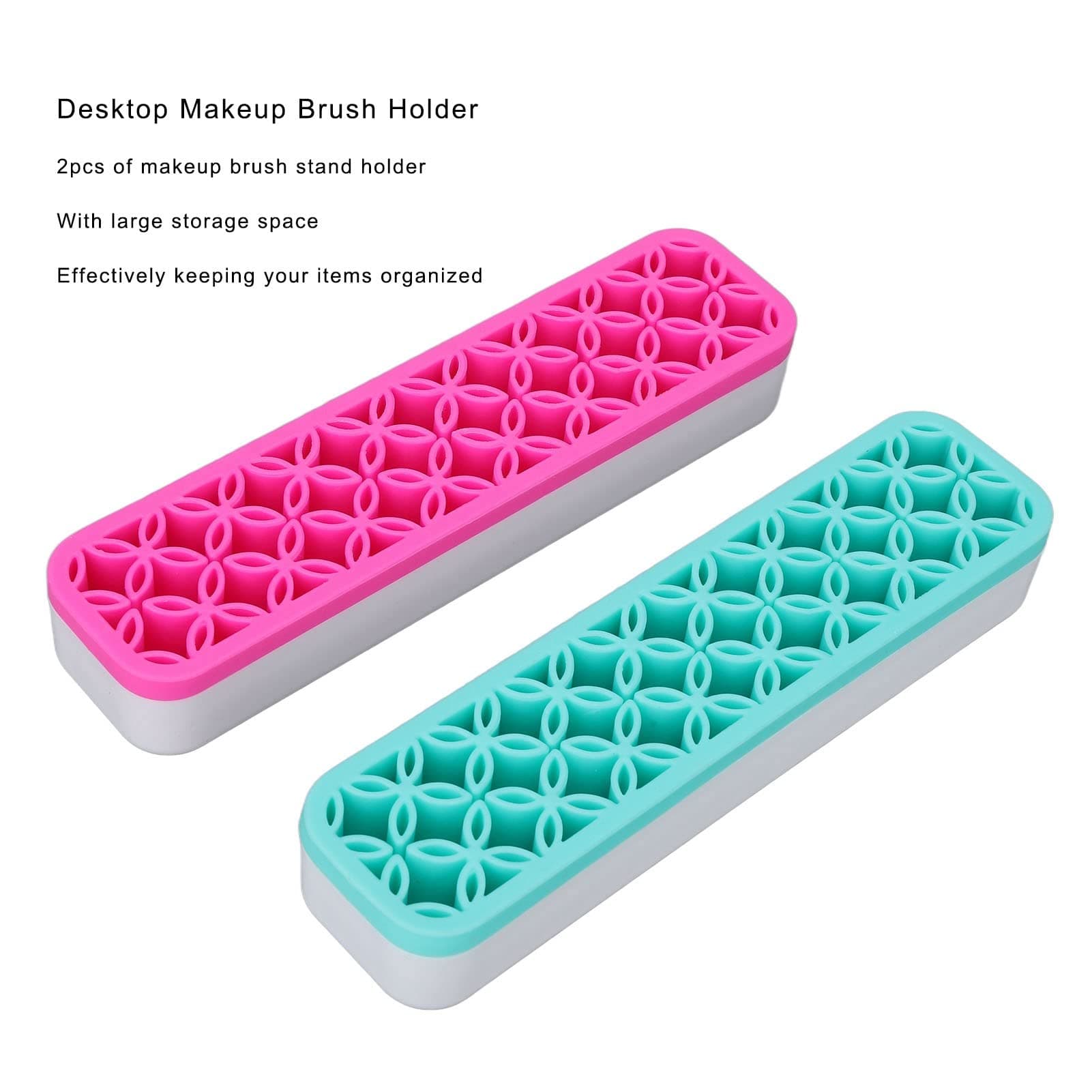 BestAlice 2Pcs Silicone Makeup Brush Holder, Portable Makeup Brush Stand, Cosmetics Brush Nail Pen Tool Storage Box Stand Makeup Container Holder for Pen Eyeliner thumbnail 2