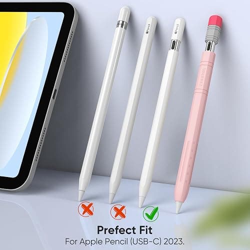 Fintie Silicone Sleeve for Apple Pencil (USB-C), Light Pen Skin Case Cover Soft Protective Anti-Slip Pencil Grip Holder, Supports Magnetic Attachment, Pink thumbnail 2