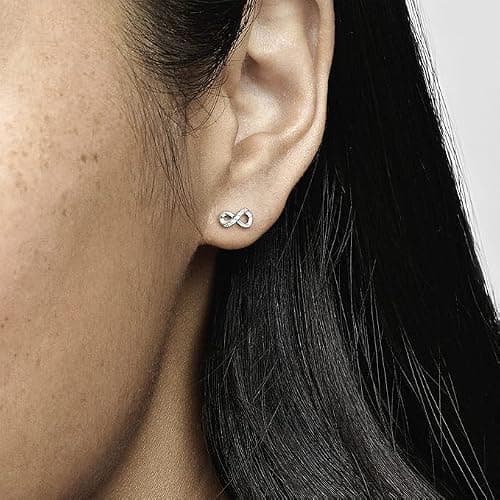 Pandora Moments Women's Sterling Silver Sparkling Infinity Stud Earrings thumbnail 3