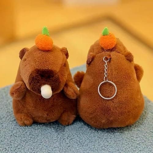 YUNBIAOSEN Plush Capybara Keychain, Squishy Animal Keychain That Poops Bubble, Cute Capybara Plush for Backpack, Bag, Car, Friends, Family (Brown) thumbnail 5